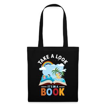 Jetez un coup d’œil C’est dans un rat de bibliothèque de lecture de livre - Sac en tissu - noir - Devant