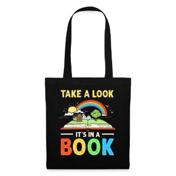 Jetez un coup d’œil C’est dans un rat de bibliothèque de lecture de livre - Sac en tissu - noir - Devant