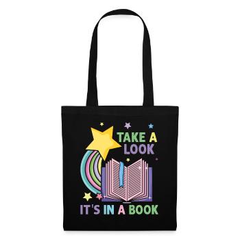 Jetez un coup d’œil C’est dans un rat de bibliothèque de lecture de livre - Sac en tissu - noir - Devant
