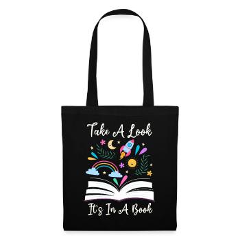 Jetez un coup d’œil C’est dans un rat de bibliothèque de lecture de livre - Sac en tissu - noir - Devant