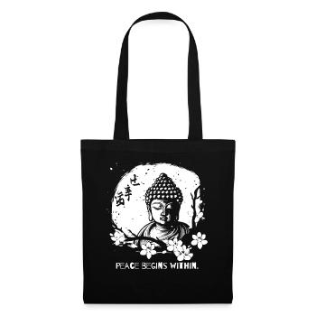 Peace begins within - Buddha - Tote Bag - black - Front