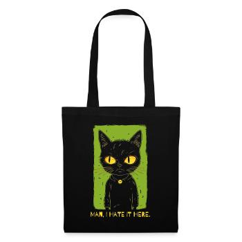 Je déteste ça ici - le chat de mauvaise humeur - Sac en tissu - noir - Devant