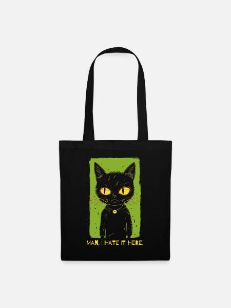 Ich hasse es hier - Die schlecht gelaunte Katze - Stoffbeutel - Schwarz