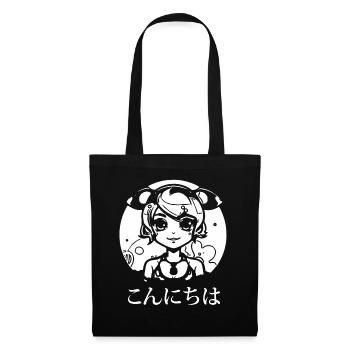 Konnichiwa – Bonjour ! Fille d’anime japonaise - Sac en tissu - noir - Devant