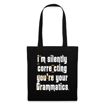 Je corrige silencieusement votre grammaire - Sac en tissu - noir - Devant