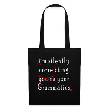Je corrige silencieusement votre grammaire - Sac en tissu - noir - Devant