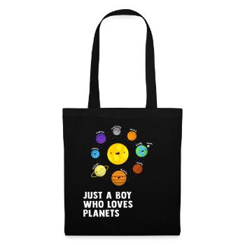 Nur ein Junge, der Planeten Sonnensystem liebt - Stoffbeutel - Schwarz - Vorne