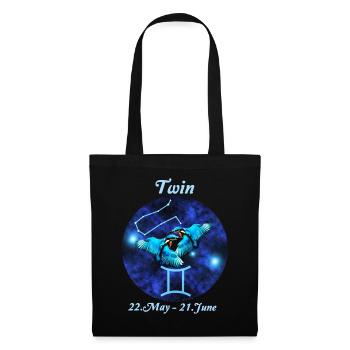 Zodiac sign Gemini, Kingfisher, Constellation - Tote Bag - black - Front