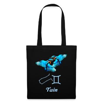 Zodiac sign Gemini, Kingfisher, Constellation - Tote Bag - black - Front
