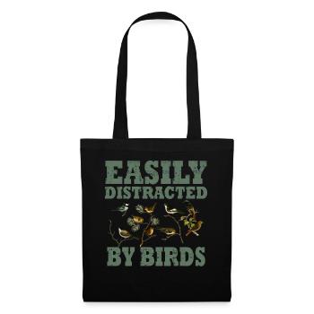 Facilement distrait par les oiseaux Bird Lover - Sac en tissu - noir - Devant