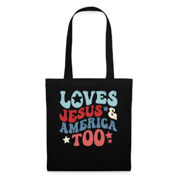 Loves Jesus and America Too God Christian - Tote Bag - black - Front
