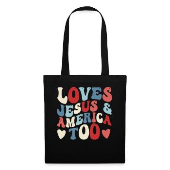 Loves Jesus and America Too God Christian - Tote Bag - black - Front