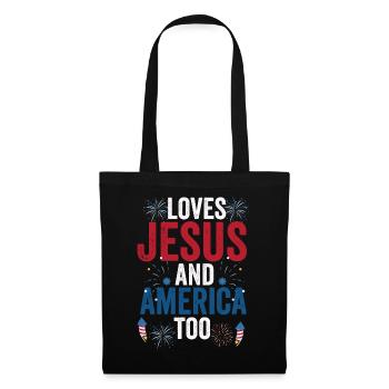 Loves Jesus and America Too God Christian - Tote Bag - black - Front
