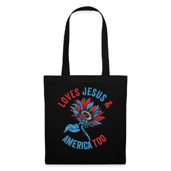 Loves Jesus and America Too God Christian - Tote Bag - black - Front