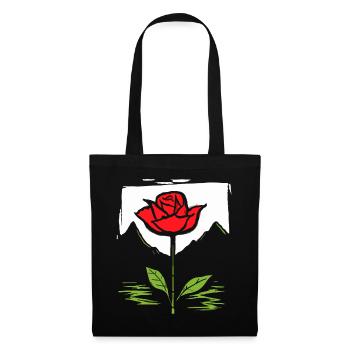 Japanische Rote Sonne: Rose - Stoffbeutel - Schwarz - Vorne