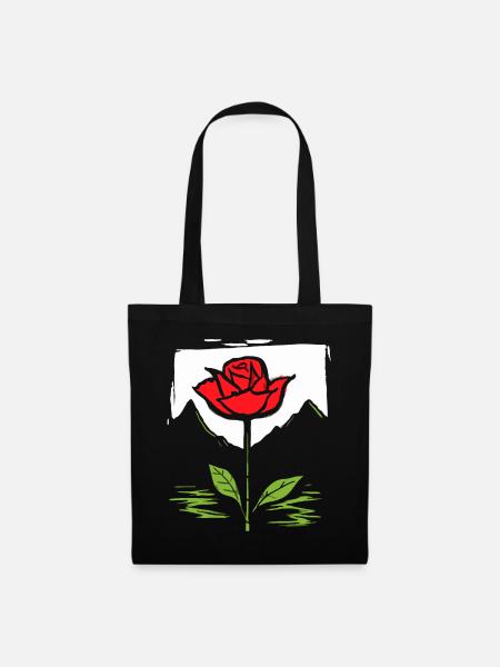 Japanese Red Sun: Rose - Tote Bag - black