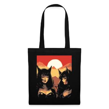 Japan, Red Sun, Cats, Ears, Girls - Tote Bag - black - Front