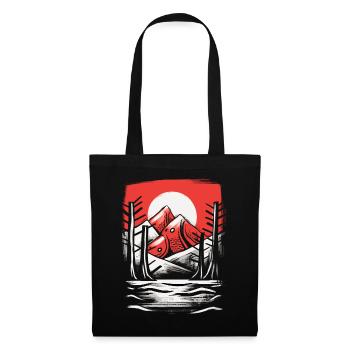 Soleil rouge du Japon, montagnes de poissons - Sac en tissu - noir - Devant