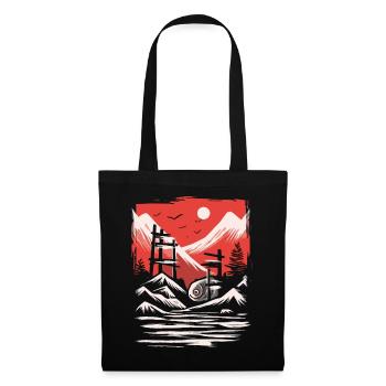 Japans Rote Sonne: Der Sardinen-Fisch-Tempel - Stoffbeutel - Schwarz - Vorne