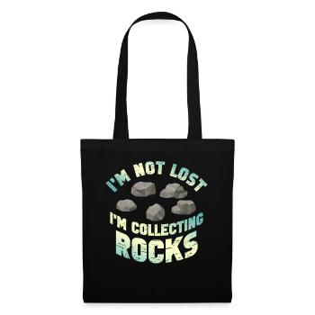 Je ne suis pas perdu Je collectionne des roches Drôle de géologie - Sac en tissu - noir - Devant