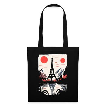 Japan Rote Sonne und Paris - Stoffbeutel - Schwarz - Vorne