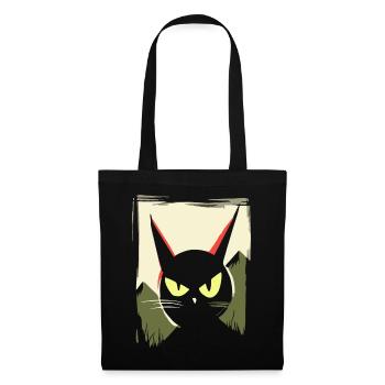 Japanese Red Sun: Bad Mood Cat - Tote Bag - black - Front