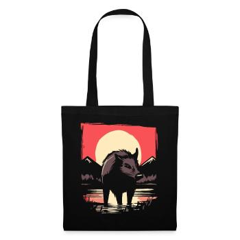 Japanese Red Sun: Wild Boar Pig - Tote Bag - black - Front