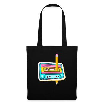 80's Cassette Tape 1990s Pencil Winding Cassette - Tote Bag - black - Front