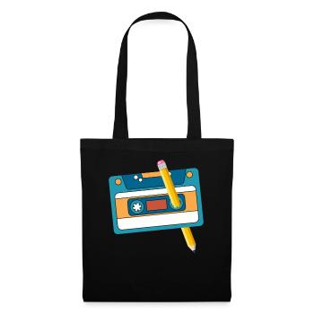 80's Cassette Tape 1990s Pencil Winding Cassette - Tote Bag - black - Front