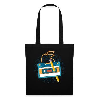 80's Cassette Tape 1990s Pencil Winding Cassette - Tote Bag - black - Front