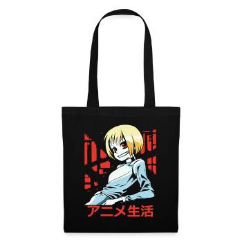 Entspanntes Anime-Mädchen aus Japan - Stoffbeutel - Schwarz - Vorne