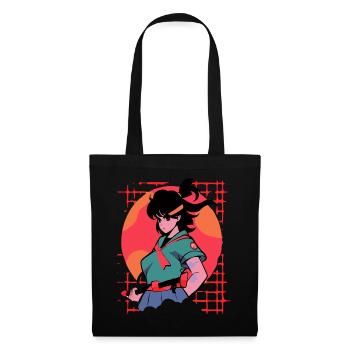 Fille guerrière dans le style classique de l’anime Vaporwave - Sac en tissu - noir - Devant