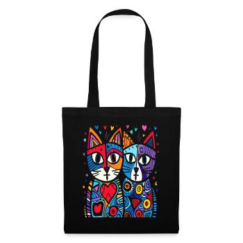 Love cats surrounded by hearts - Tote Bag - black - Front