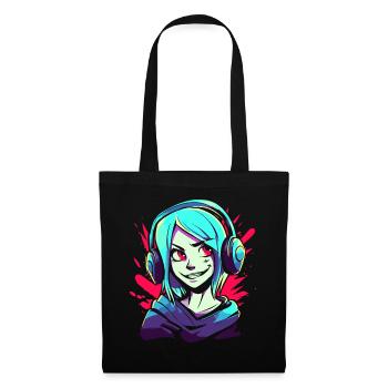 Musique, écouteurs et filles d’anime - Sac en tissu - noir - Devant