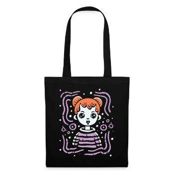 Modern Art Lines and a Cartoon Girl - Tote Bag - black - Front