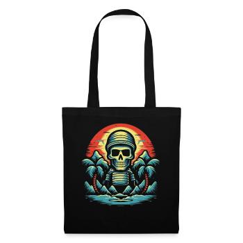 Skull and Funny Palm Trees Priaten Island - Tote Bag - black - Front