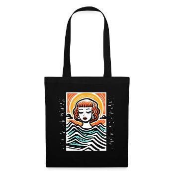 Cartoon of a woman and the calm of the ocean - Tote Bag - black - Front