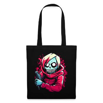 Squelette de zombie hip-hop de dessin animé - Sac en tissu - noir - Devant