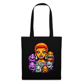Cartoon woman controls her demons with finesse - Tote Bag - black - Front