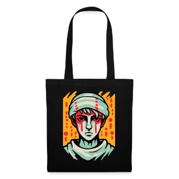 Portrait d’un garçon de dessin animé triste - Sac en tissu - noir - Devant