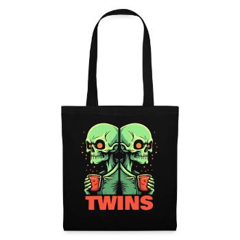Jumeaux, squelettes de frères jumeaux - Sac en tissu - noir - Devant