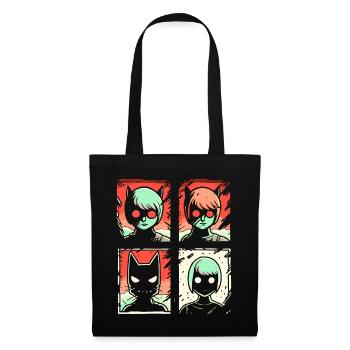 Cartoon Cat Superhero Squat - Tote Bag - black - Front