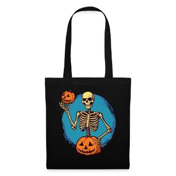 Es ist Skelett-Kürbis-Zeit und Halloween - Stoffbeutel - Schwarz - Vorne
