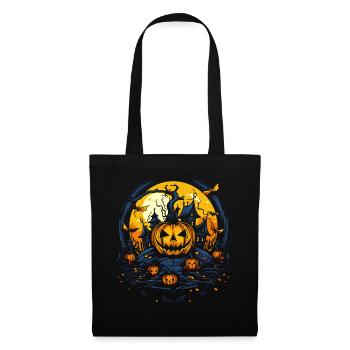 Das Geisterhaus des Kürbis: Halloween - Stoffbeutel - Schwarz - Vorne