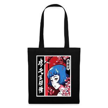 Cartoon Manga Anime: The Cherry Blossom Girl - Tote Bag - black - Front