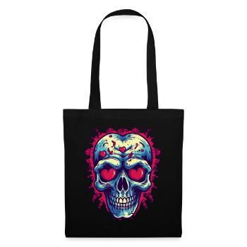 Skull in love with hearts - Tote Bag - black - Front