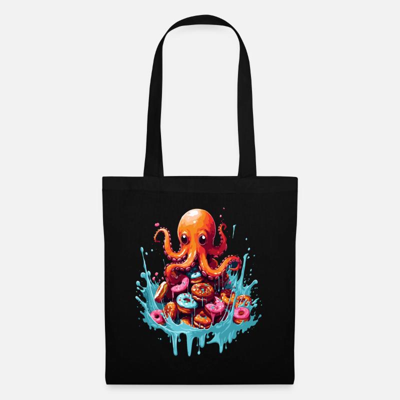 Der Oktopus Donut - Stoffbeutel - Schwarz
