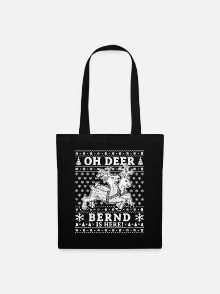 Oh Deer - Bernd is here Ugly Weihnachten - Stoffbeutel - Schwarz
