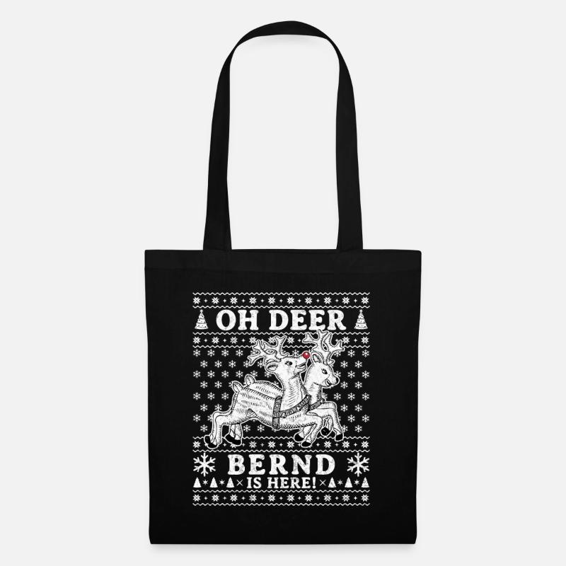 Oh Deer - Bernd is here Ugly Weihnachten - Stoffbeutel - Schwarz