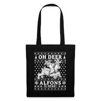 Oh Deer - Alfons is here Ugly Weihnachten - Stoffbeutel - Schwarz - Vorne